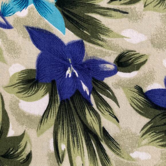 Vintage 80s Blue Green Hawaiian Floral Rayon Sheath Sundress Size Medium - Picture 13 of 15